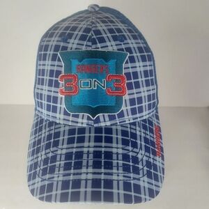 Blue Plaid Cap with Rangers Logo 3 ON 3 Bardown Baseball Hat Blue Mesh At Back